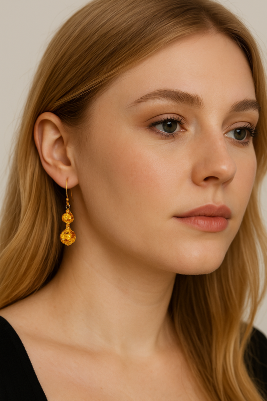 21k Solid Gold Dangling Earrings