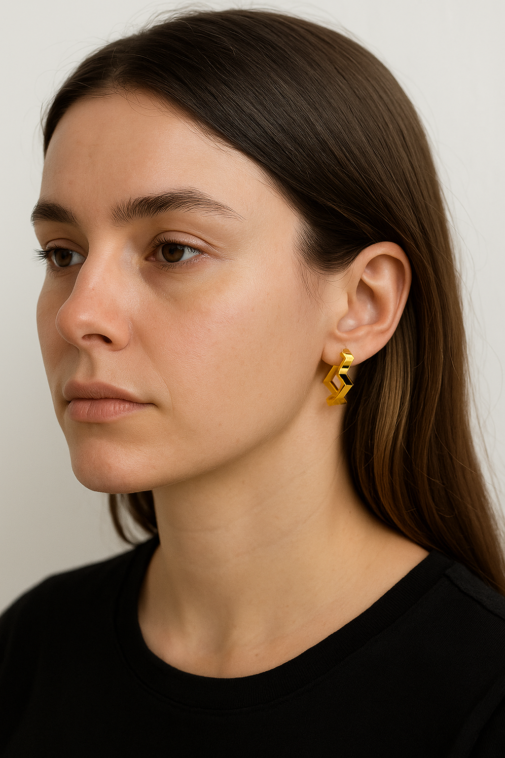 21k Solid Gold Hoop Zigzag Design