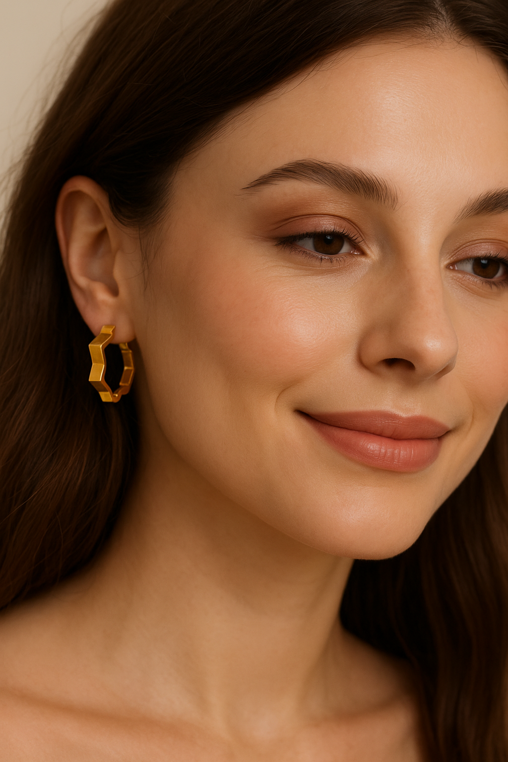 21k Solid Gold Hoop Zigzag Design