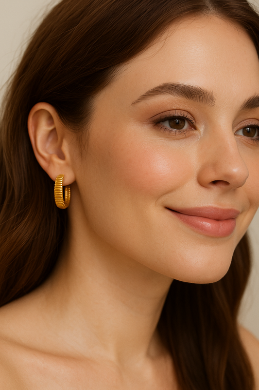 21k Hoop Strip Earrings