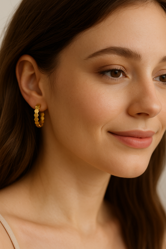 21k Hoop Earrings Octagon Design