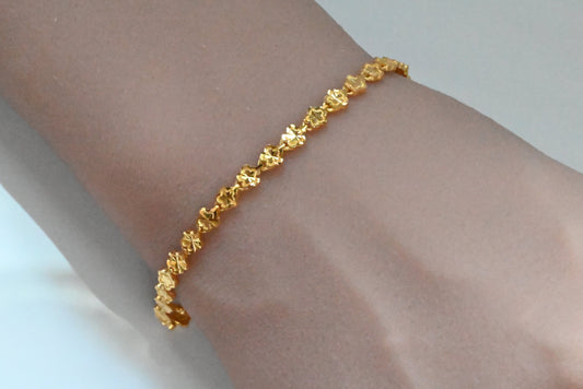 21K Solid Flower Bracelet