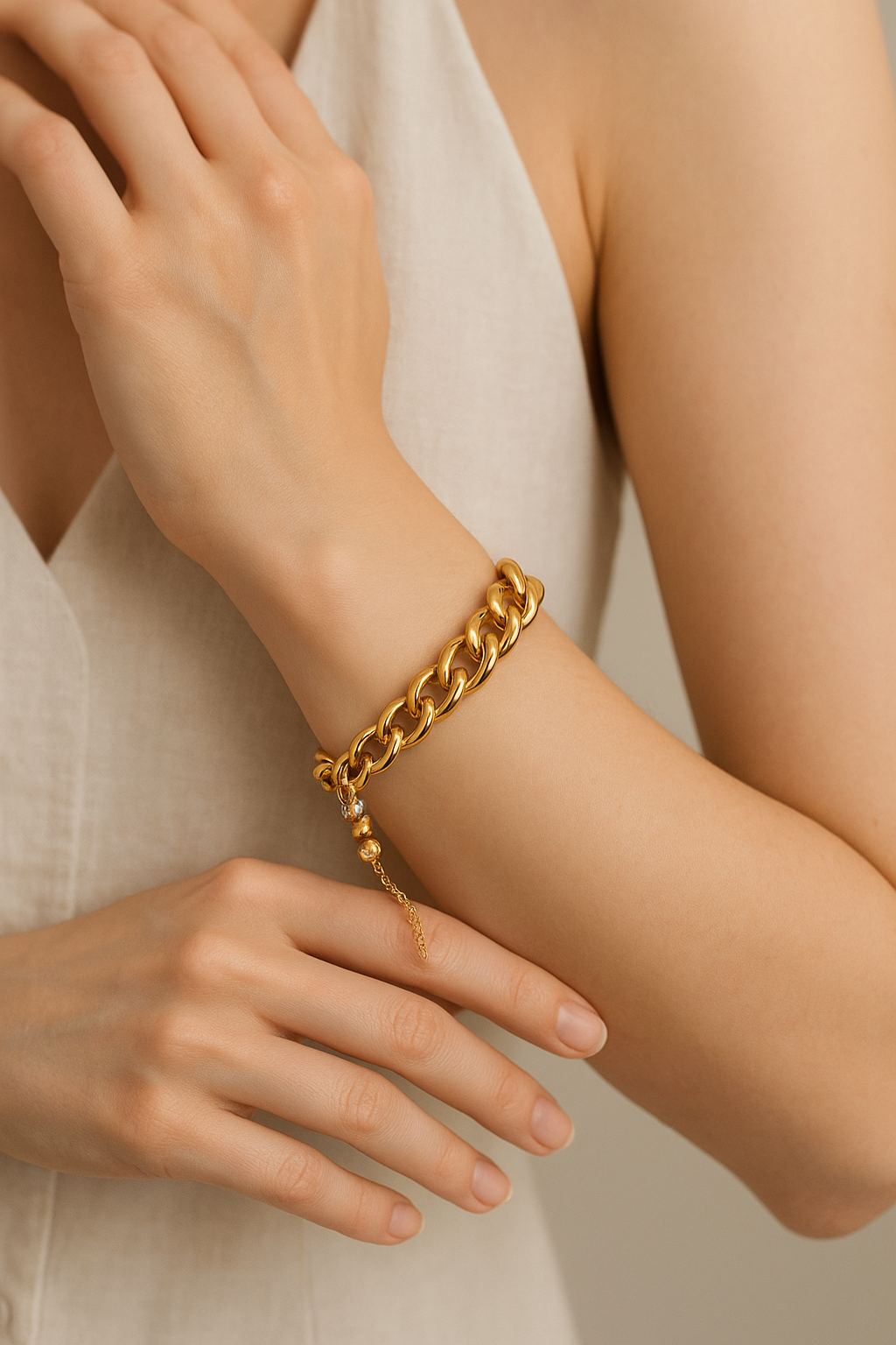 21 Karat Genuine Curb Chain Gold Bracelet