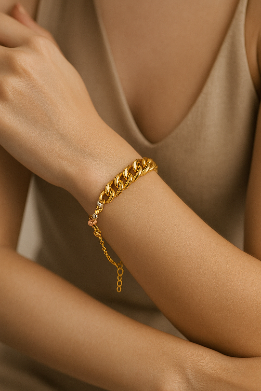 21 Karat Genuine Curb Chain Gold Bracelet
