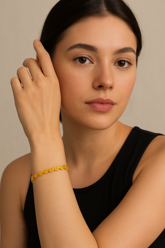 21K Solid Flower Bracelet