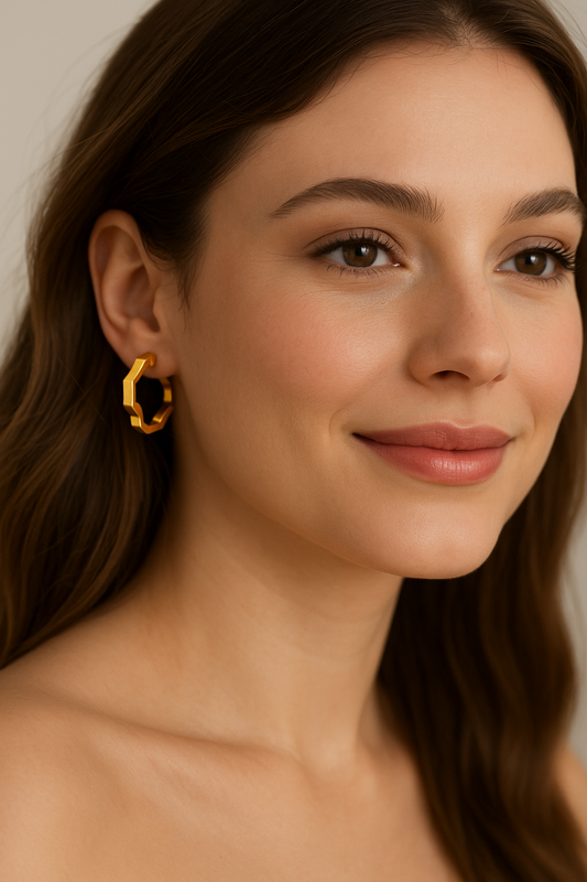 21k Solid Gold Hoop Zigzag Design