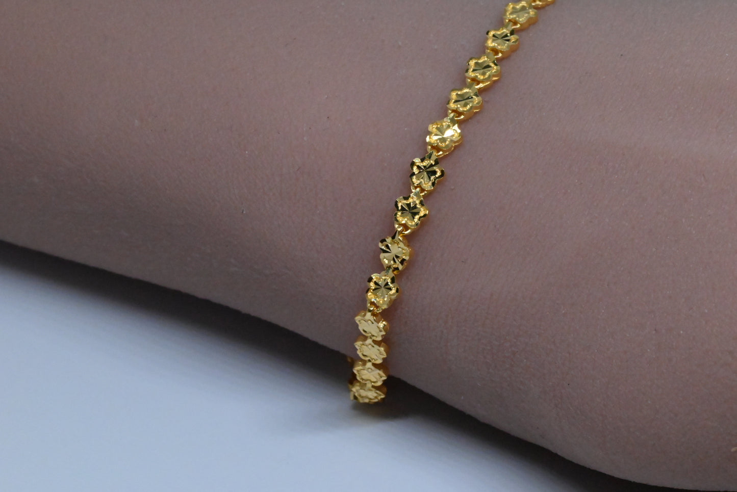 21K Solid Flower Bracelet