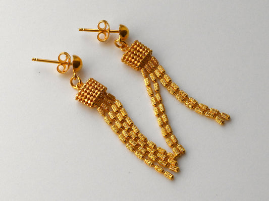 21k Solid Gold Dangling Earrings #38ER21