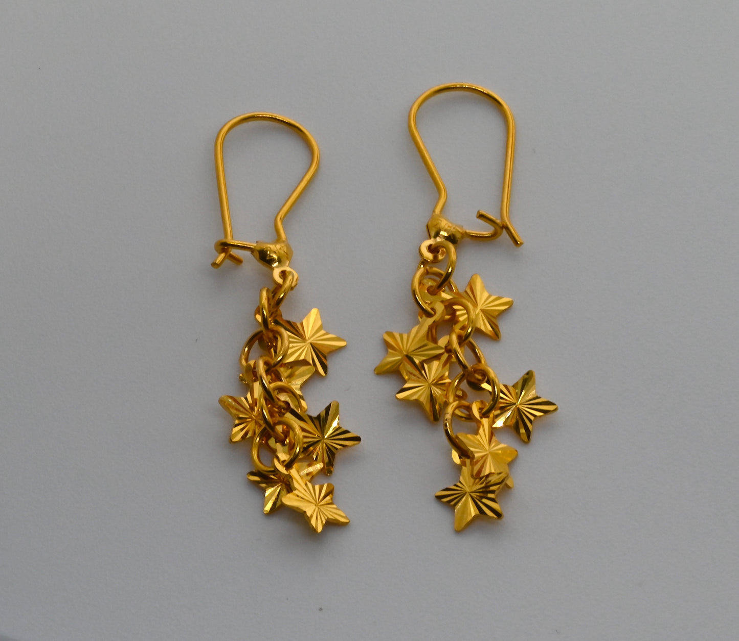 21k Star Design Dangling Earrings