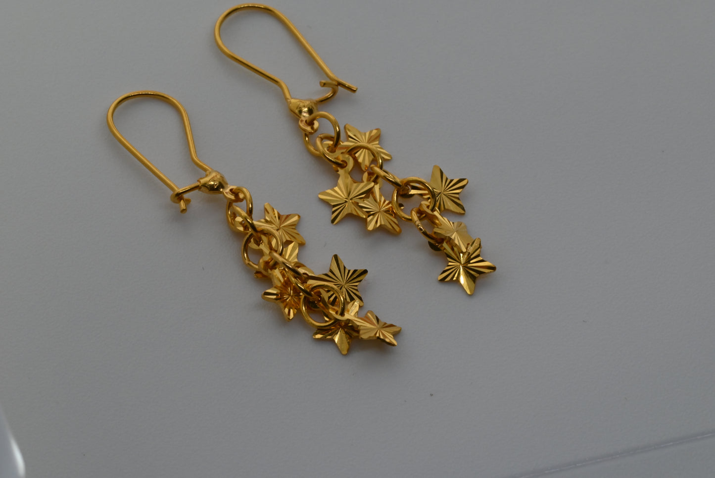 21k Star Design Dangling Earrings