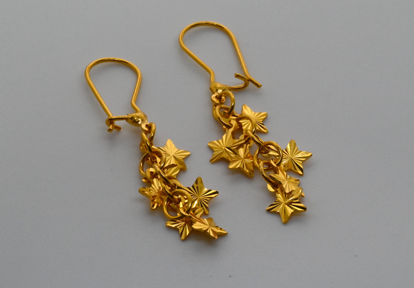 21k Star Design Dangling Earrings