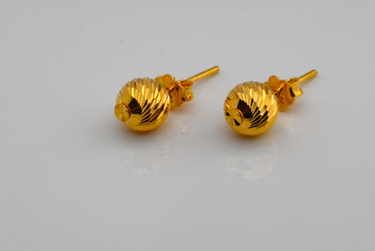 21K Gold Ball Stripe Earrings