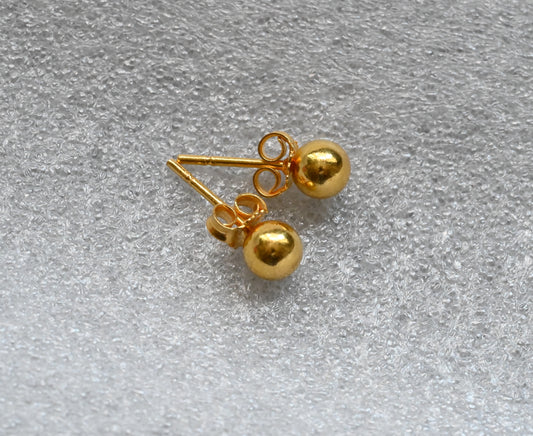 21k Solid Gold Ball Earrings