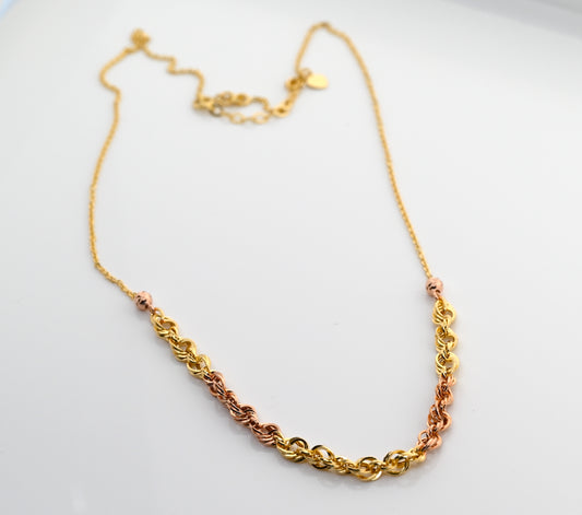 18K Necklace With Mixed Rose Gold