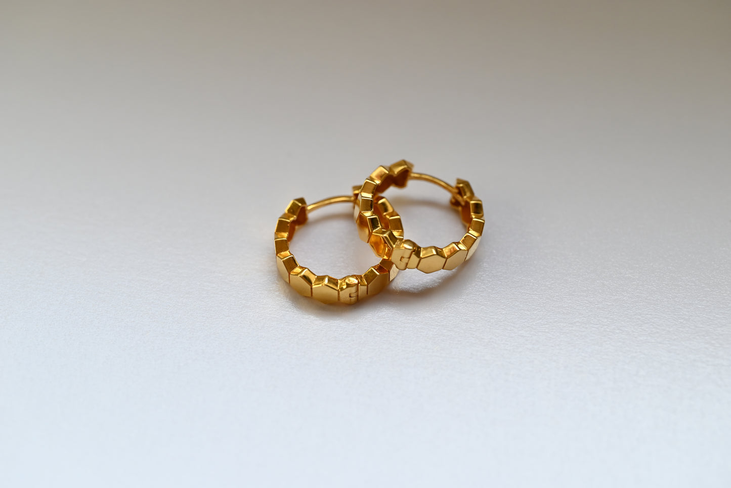 21k Hoop Earrings Octagon Design