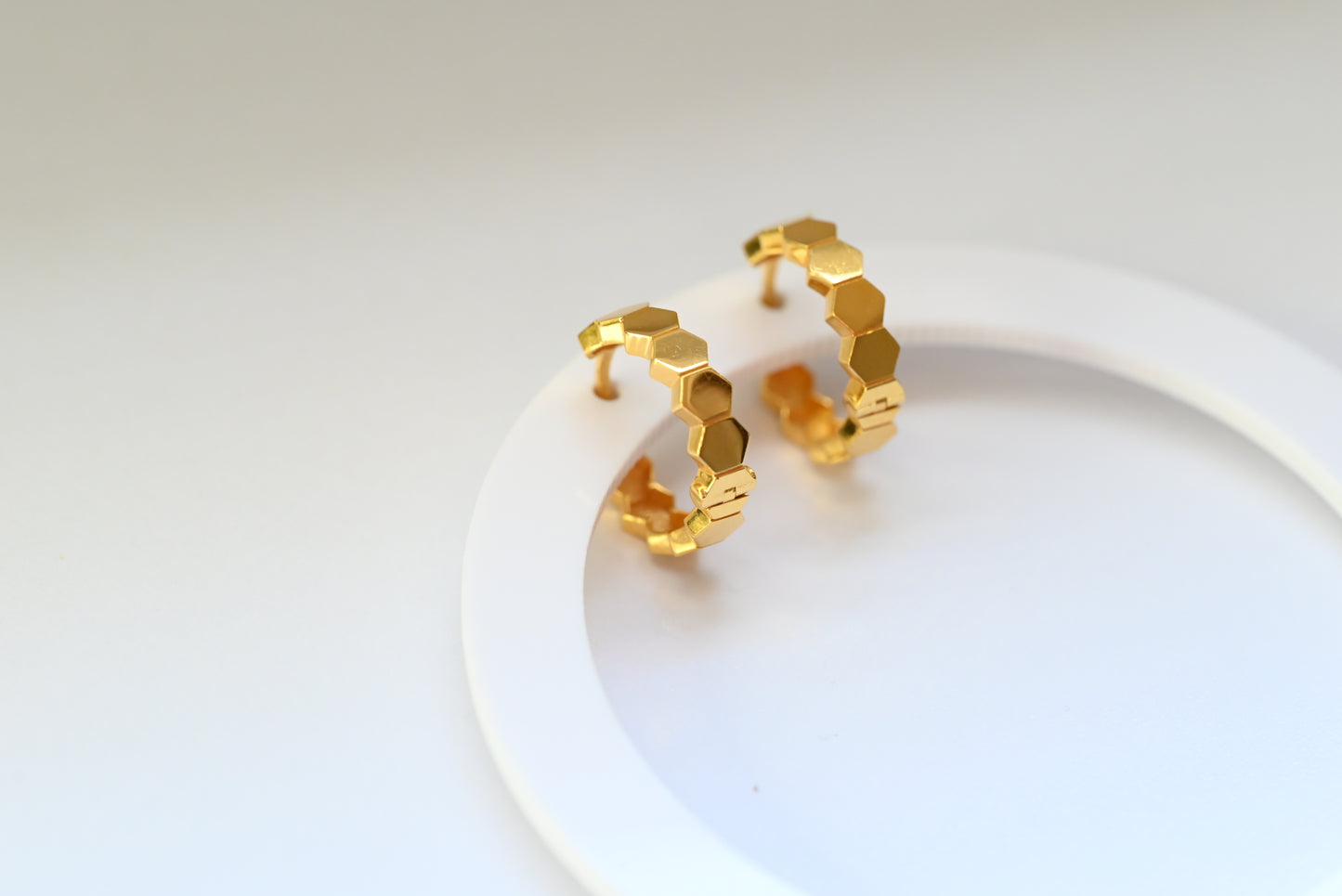 21k Hoop Earrings Octagon Design