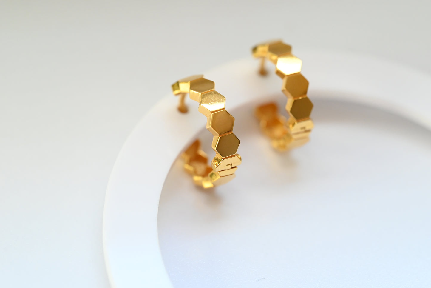 21k Hoop Earrings Octagon Design