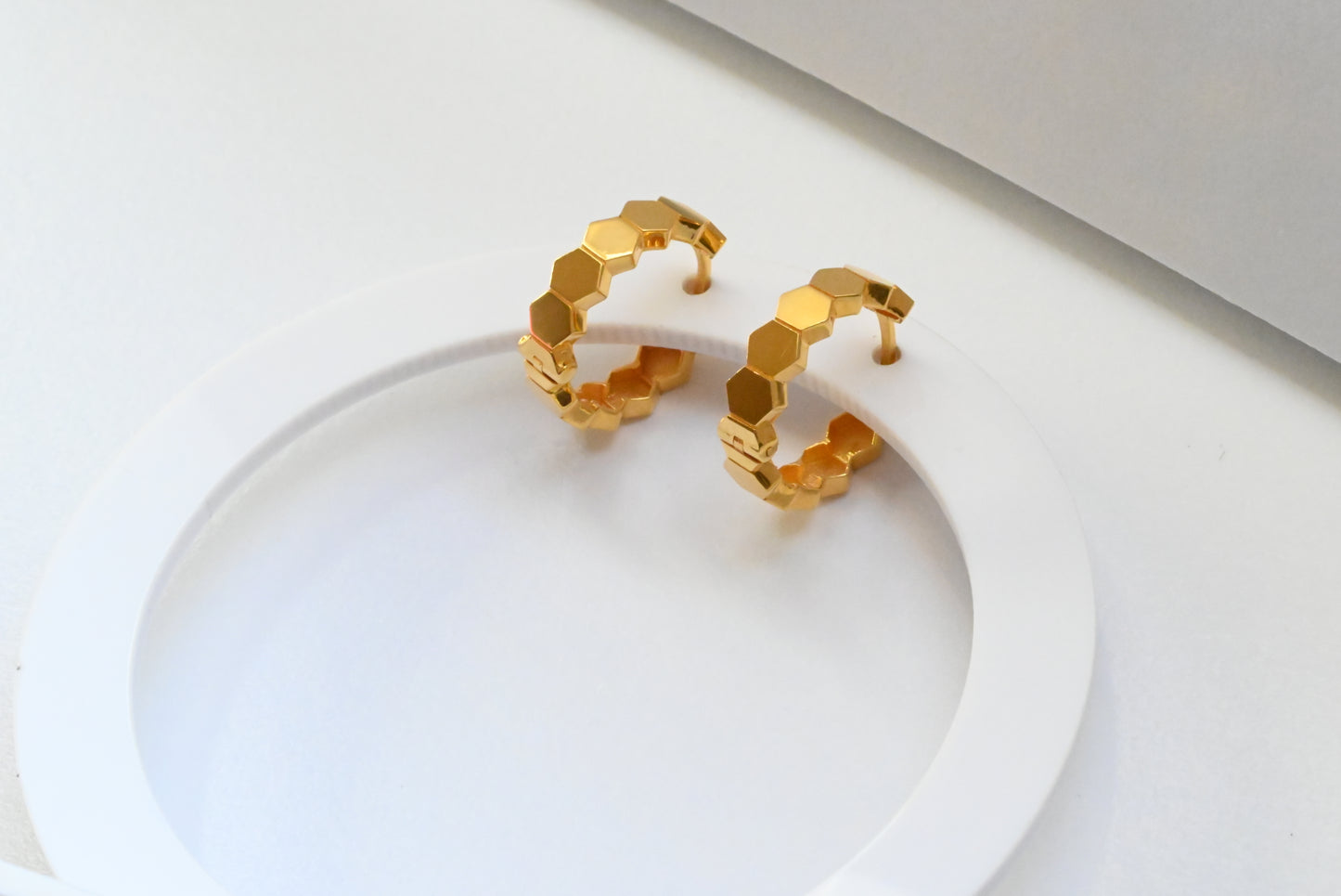 21k Hoop Earrings Octagon Design