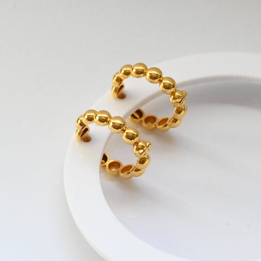 21k Hoop Earrings Round Bubble Shape