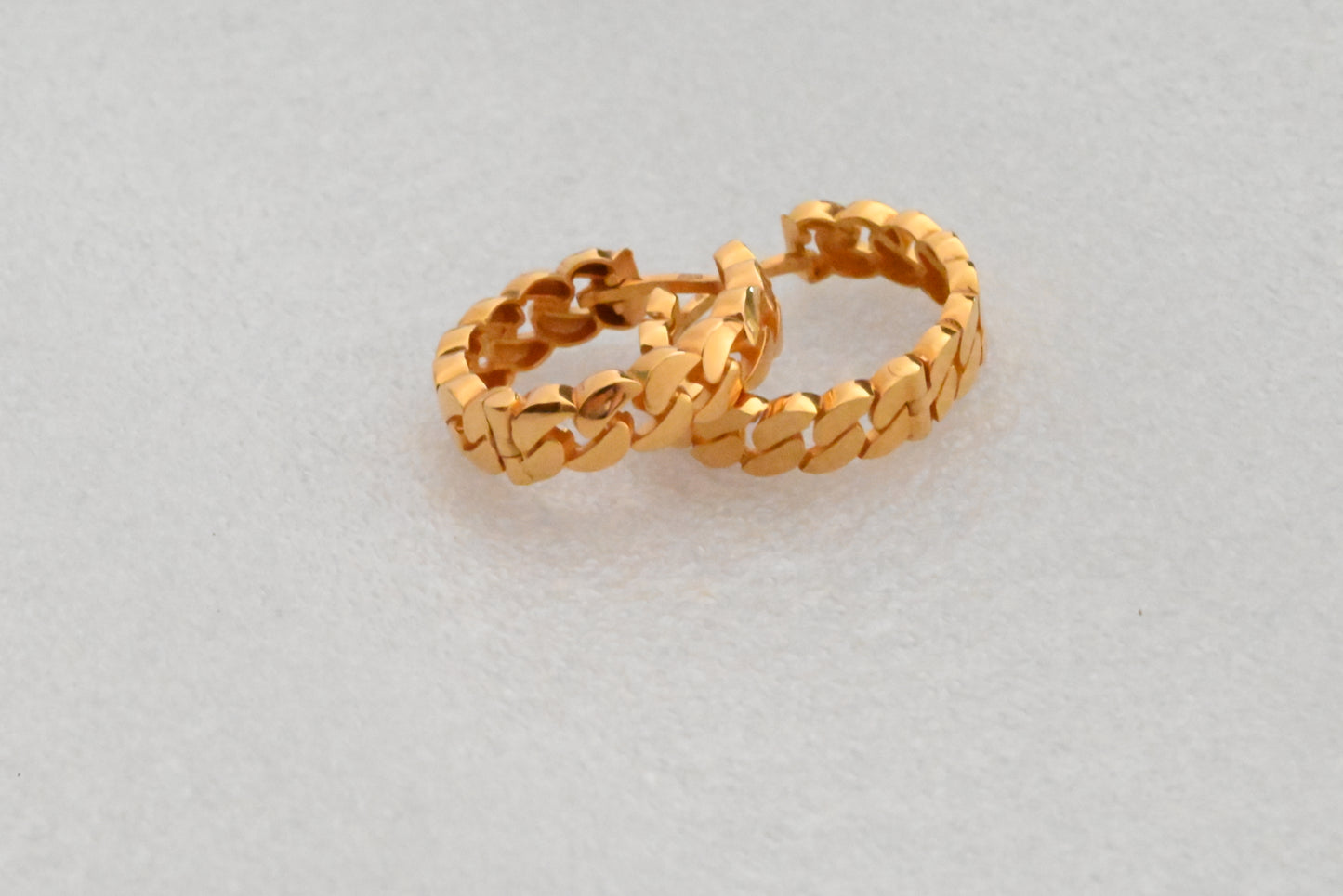 21k Solid Gold Link Hoop Earrings